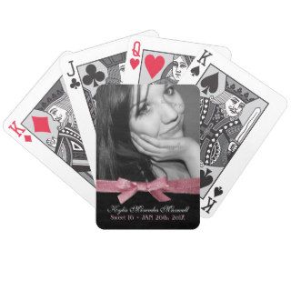 Sweet 16th Girly Pink Ribbon Birthday Keepsake Poker Cards