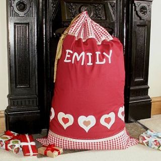 personalised christmas sack hearts by sara perry designs