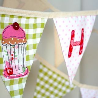 handmade girl's cupcake personalised bunting by evajeanie