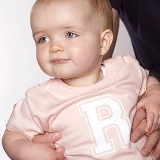 personalised baby's initial t shirt by rusks&rebels