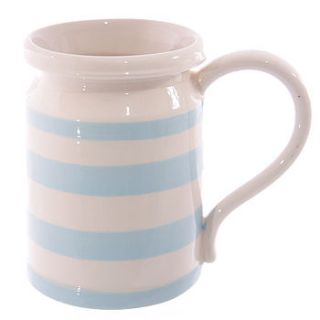 blue & white stripe milk churn mug by sleepyheads