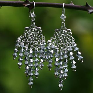 crystal light long chandelier silver earrings by m by margaret quon