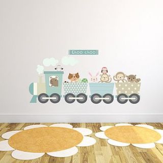 animal train fabric wall sticker by littleprints