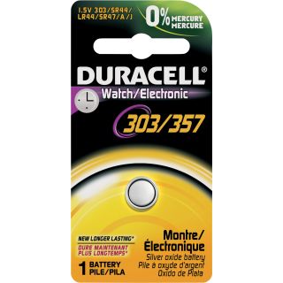 Duracell 1.5V Silver Oxide 303/357 Watch/Electronic Battery — Single Pack, Model# D303/357  Silver Oxide Batteries