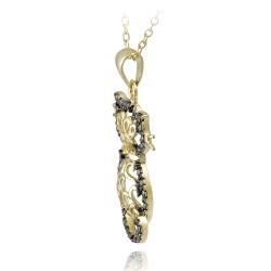 DB Designs 18k Gold over Silver Black Diamond Accent Filigree Cat Necklace DB Designs Diamond Necklaces