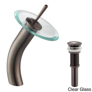 Kraus Glass Disk Waterfall Oil Rubbed Bronze Faucet Withpop Up Drain