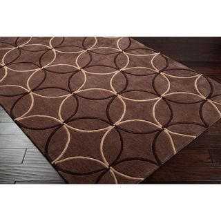 Hand tufted Contemporary Brown Retro Chic Brown Geometric Abstract Rug (5 X 8)
