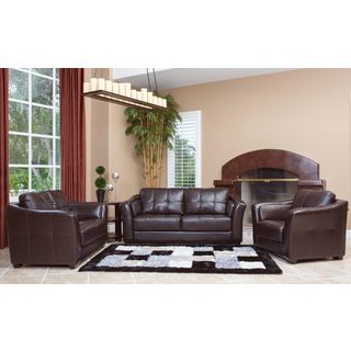 Abbyson Living Torrance Premium Dark Brown Leather 3 piece Living Room Furniture Set Abbyson Living Living Room Sets