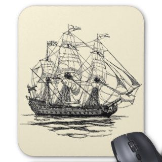 Vintage Pirates, Sketch of a 74 Gun Ship Mousepads