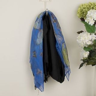 black pashmina and blue silk scarf gift set by dibor