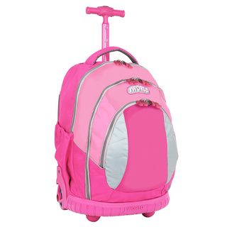 J World Kids Pink Ergonomic Rolling Backpack