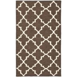 Safavieh Hand woven Moroccan Dhurrie Brown/ Ivory Wool Rug (4 X 6)