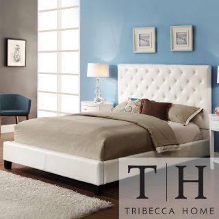 Tribecca Home Tribecca Home Sophie White Vinyl Tufted Full size Platform Bed White Size Full