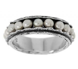 Or Paz Sterling Cultured Pearl Eternity Band Ring —