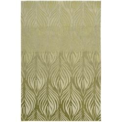 Nourison Hand tufted Contours Transitional Green Rug (73 X 93)