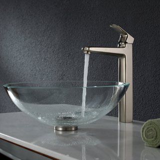 Kraus Bathroom Combo Set Crystal Clear Glass Vessel Sink/faucet