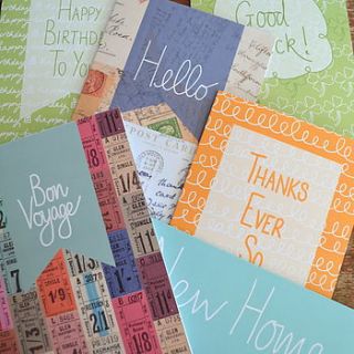 multipack of six greetings cards by grace & favour home