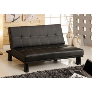 Furniture Of America Pierce Black Leatherette Convertible Sofa