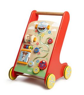 wooden baby walker and activity center by toys of essence