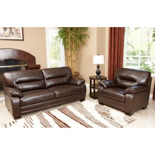 Abbyson Living Wilshire Premium Top grain Leather Sofa And Chair Set
