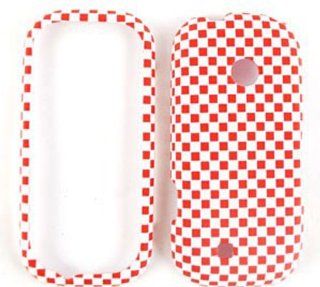 For LG Cosmos 2 VN251 Case Cover   Red White Checkers Rubberized 3D307 Cell Phones & Accessories