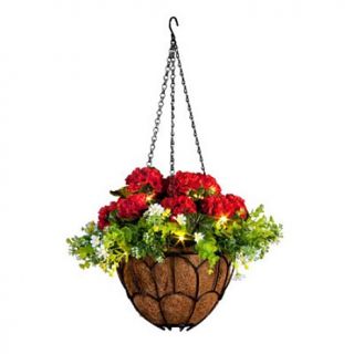 Improvements Pre Lit Artificial Floral Hanging Basket