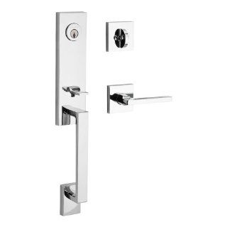 Baldwin SC.SEAxSQU.R.CSR.260.6L.DS.CKY.KD Seattle Single Cylinder Handleset with Right Handed Contemporary Square Lever and Contemporary Square Rose, Polished Chrome   Door Handles  