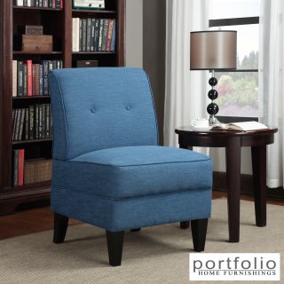 Portfolio Engle Caribbean Blue Linen Armless Chair