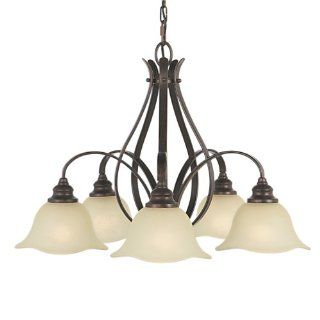 Murray Feiss F2050/5GBZ Morningside Five Light Chandelier, Grecian Bronze with Cream Snow Glass Shades    