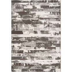 Meticulously Woven Black Streyay Abstract Rug (710 X 10)