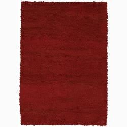 Handwoven One inch Red Mandara New Zealand Wool Shag Rug (9 X13)
