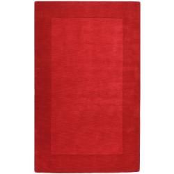 Hand crafted Solid Red Tone on tone Bordered Cryo Wool Rug (33 X 53)