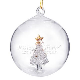 personalised glass angel or tree bauble by sleepyheads