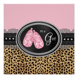 Elegant Pink Leopard Baby Shower Personalized Invite