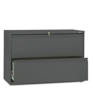 Hon 800 Series 42 inch wide Two drawer Lateral File Cabinet In Charcoal Color