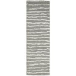 Handmade Soho Stripes Grey New Zealand Wool Runner (26 X 8)