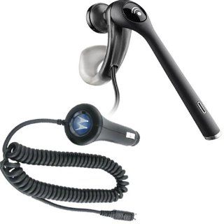 Plantronics MX256 M1 EarBud Headset with Noise canceling Microphone and Mid Rate Car Charger (SNN1631) for Motorola V60 V60i V300 V600 T720c T720i T730  Players & Accessories