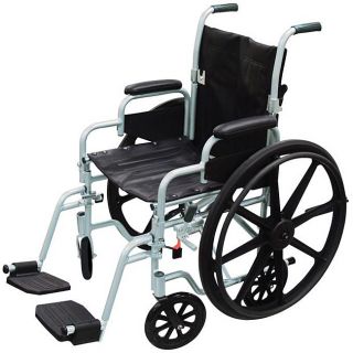 Poly Fly Lightweight Aluminum Transport Chair Wheelchair With Footrests