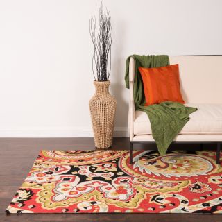 Hand hooked Charlotte Red/black Rug (76 X 96)