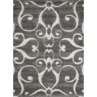 Alexander Home Jullian Charcoal Grey/ Brown Shag Rug (77 X 106) Grey Size 8 x 10