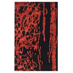 Handmade Soho Deco Black/ Red New Zealand Wool Rug (36 X 56)