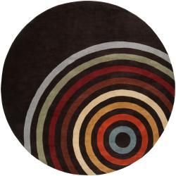 Hand tufted Black Contemporary Multi Colored Circles Arnott Wool Geometric Rug (6 Round)
