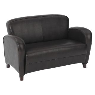 Office Star Products Embrace Eco Leather Loveseat With Cherry Finish On Legs