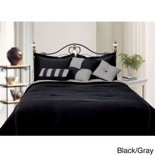 Lcm Home Fashions, Inc. Microfiber Reversible 4 piece Comforter Set Black Size Full