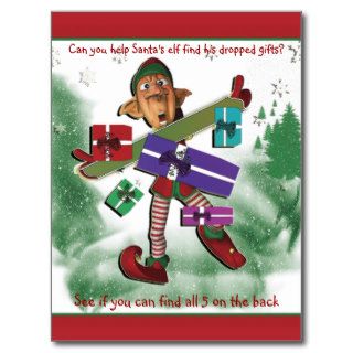 Christmas cartoon elf kids educational fun postcards