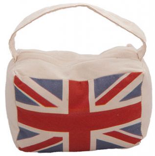 aged union jack doorstop by the contemporary home