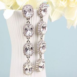 bridal oval stoned crystal earrings by lisa angel wedding