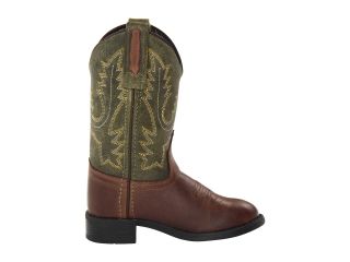 Old West Kids Boots Ultra Flex Western Boot (Toddler/Little Kid) Choclate Barnwood Foot/Olive Green Shaft
