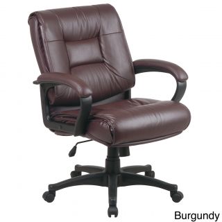 Office Star Products Work Smart Glove Soft Or Top Grain Leather Contour Mid Seat And Back Chair
