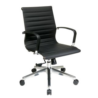 Office Star Products Black Mid back Eco leather Chair